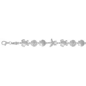 925 Sterling Silver, 8" Sea Life Charm Bracelet